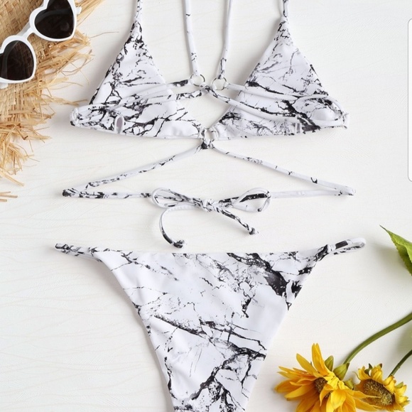 Marble Print String Bikini - Picture 2 of 5